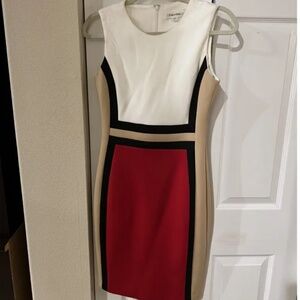 Calvin Klein Colorblock Sheath Dress, Size 2 US